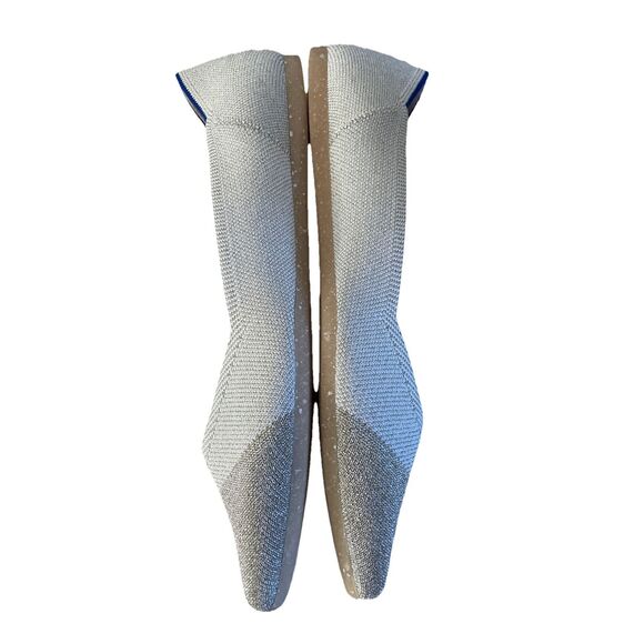 New Rothy’s The Point Diamond Metallic  Flats Cream Platinum Size 11 - Picture 4 of 5